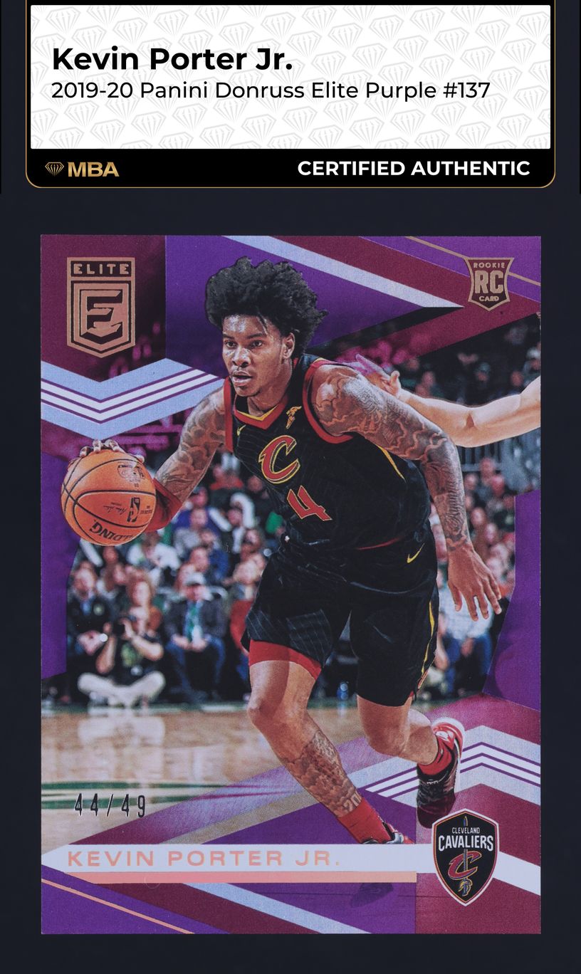 2019 Donruss Elite Purple Kevin Porter Jr. ROOKIE /49 #137 MBA AUTH