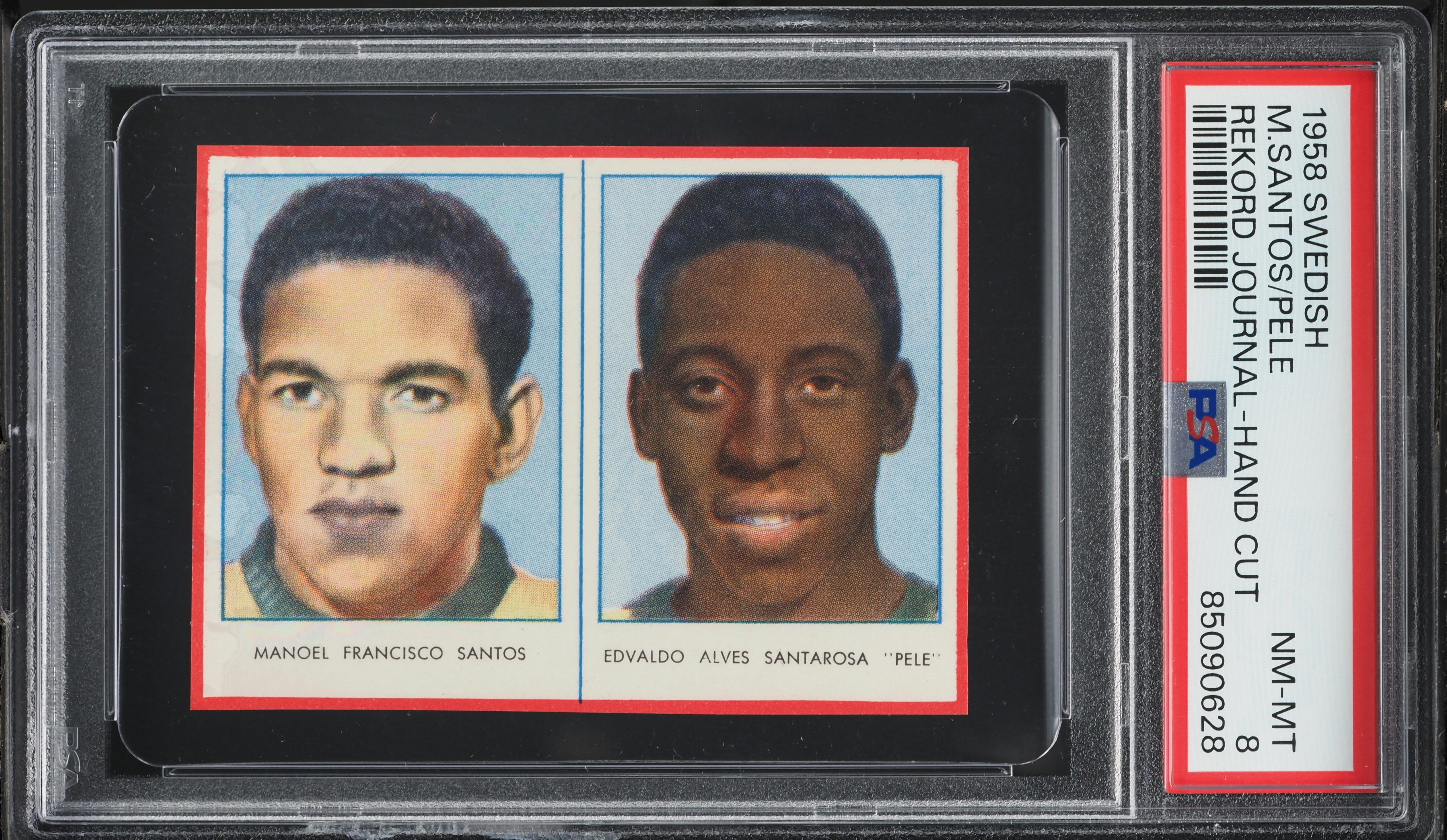 1958 Swedish Rekord Journal Manoel Francisco Santos & Pele ROOKIE PSA 8 NM-MT
