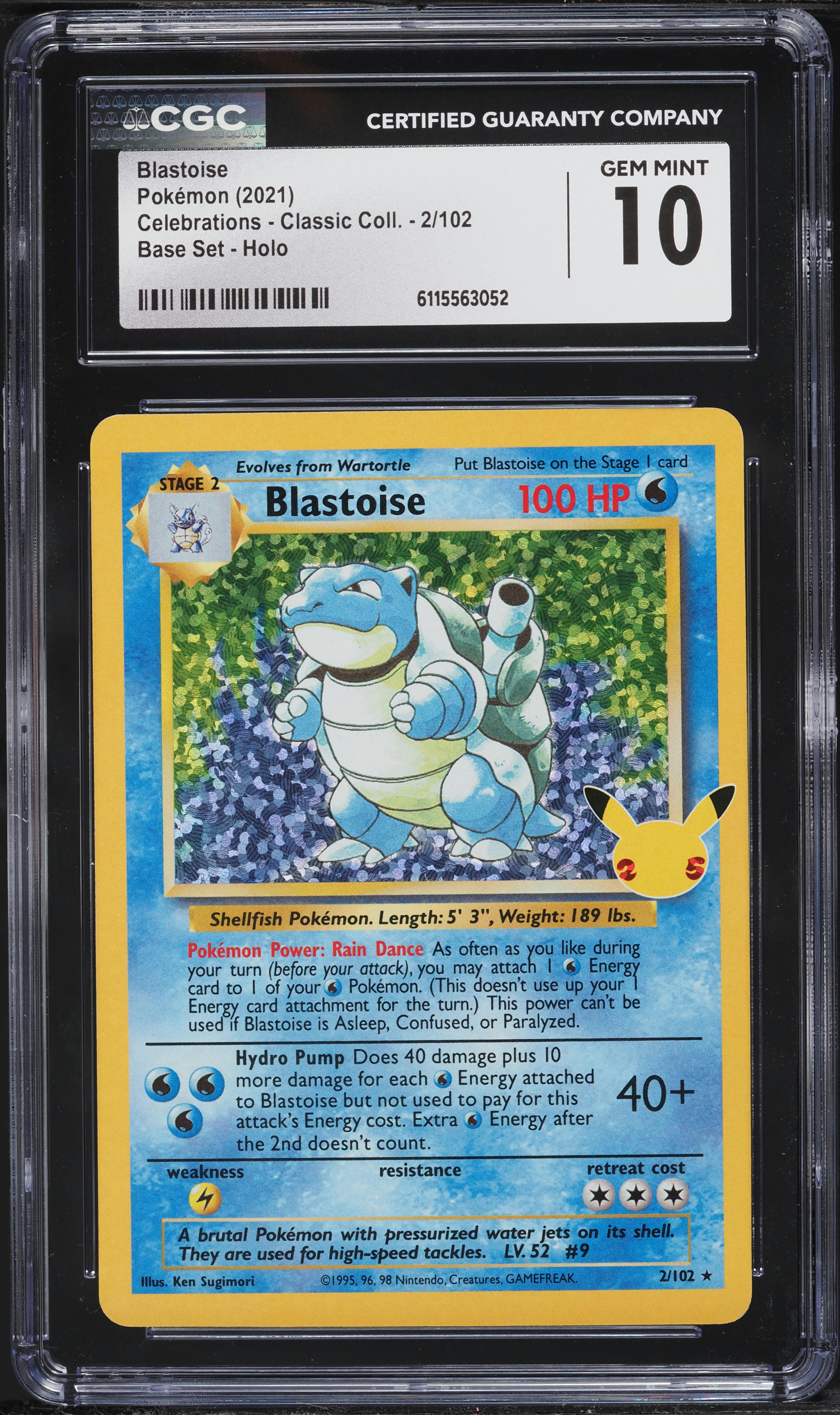 2021 Pokemon Sword & Shield Celebrations Classic Collection Holo Blastoise #2 CGC 10 GEM MINT