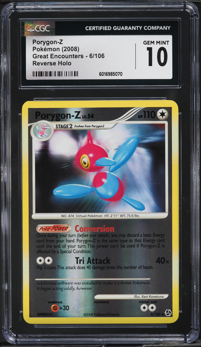 2008 Pokemon Diamond & Pearl Great Encounters Reverse Holo Porygon-Z #6 CGC 10