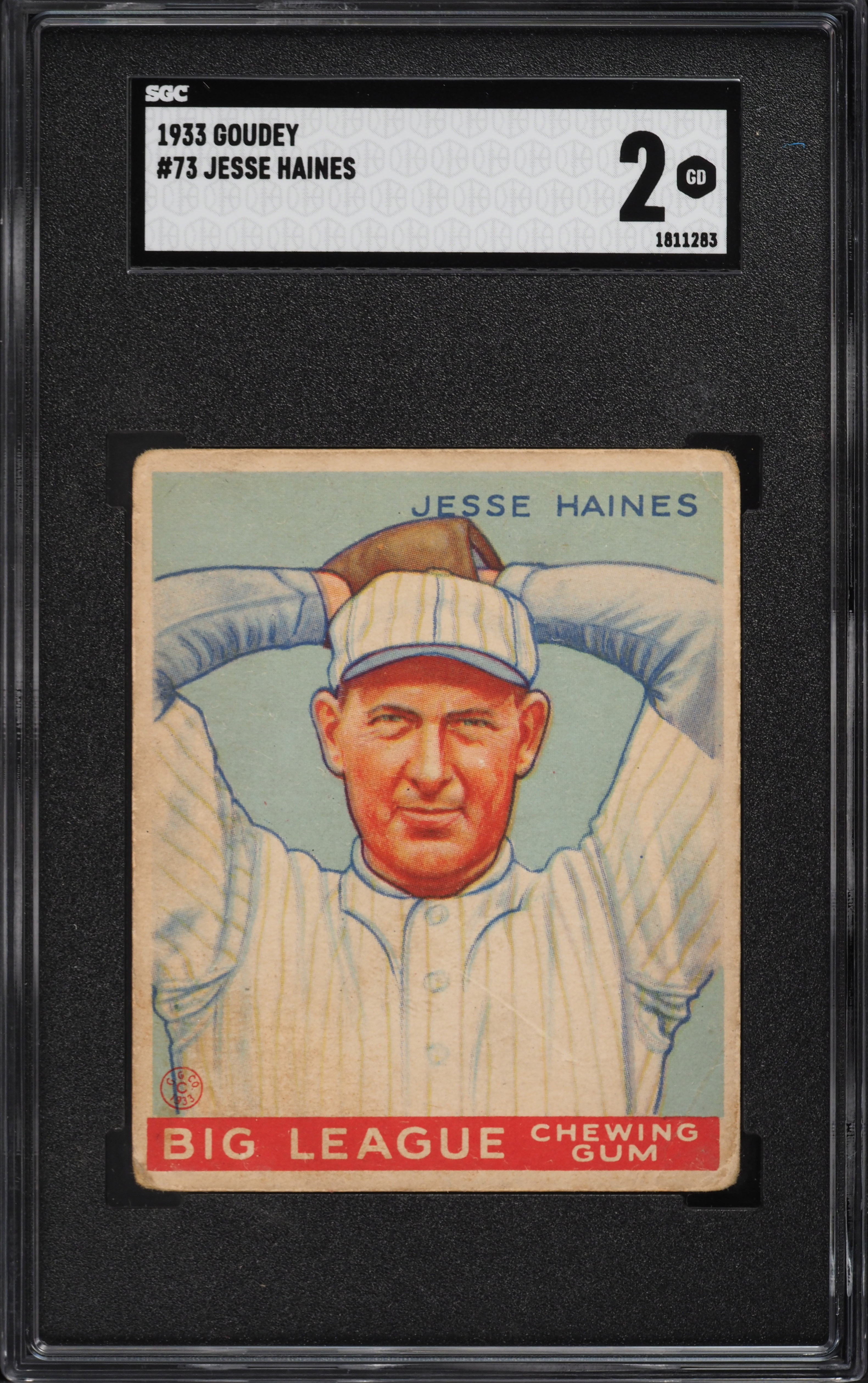 1933 Goudey Jesse Haines #73 SGC 2 GD