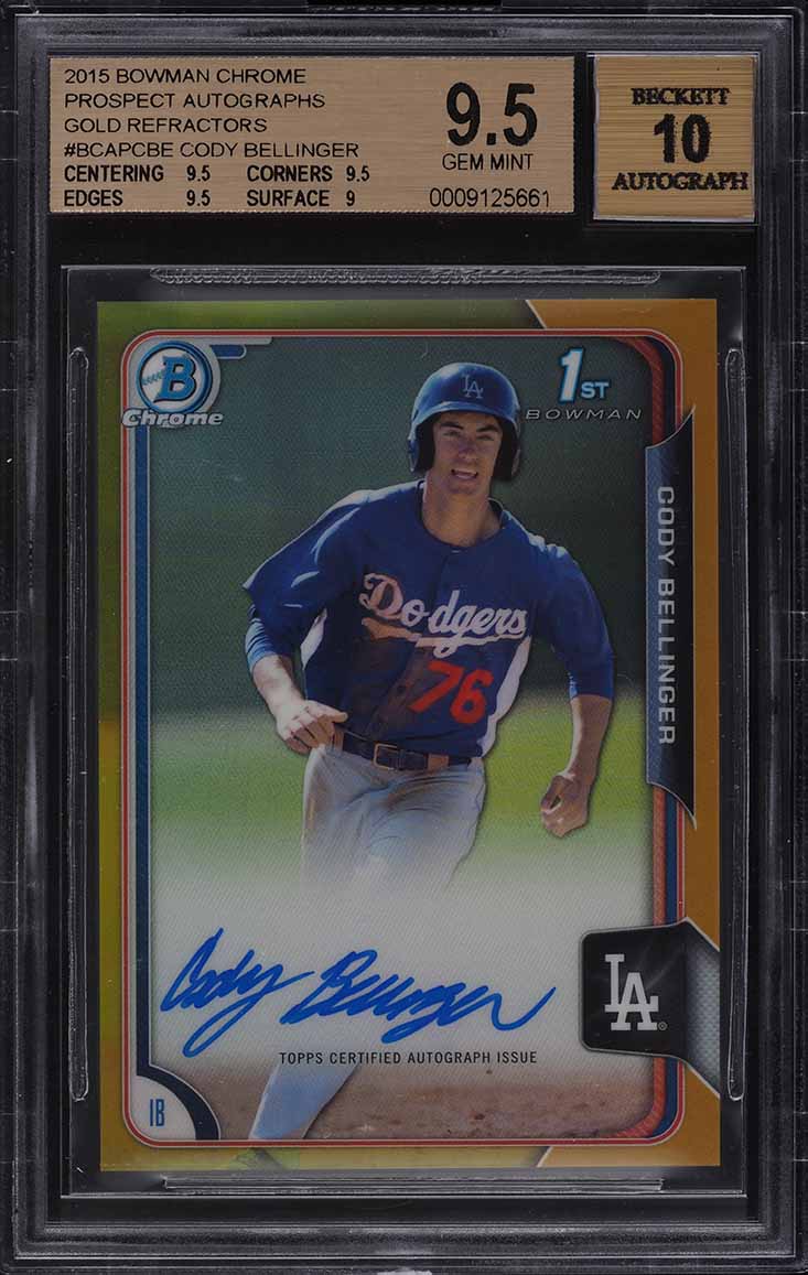2015 Bowman Chrome Gold Refractor Cody Bellinger ROOKIE RC AUTO /50 BGS 9.5 GEM