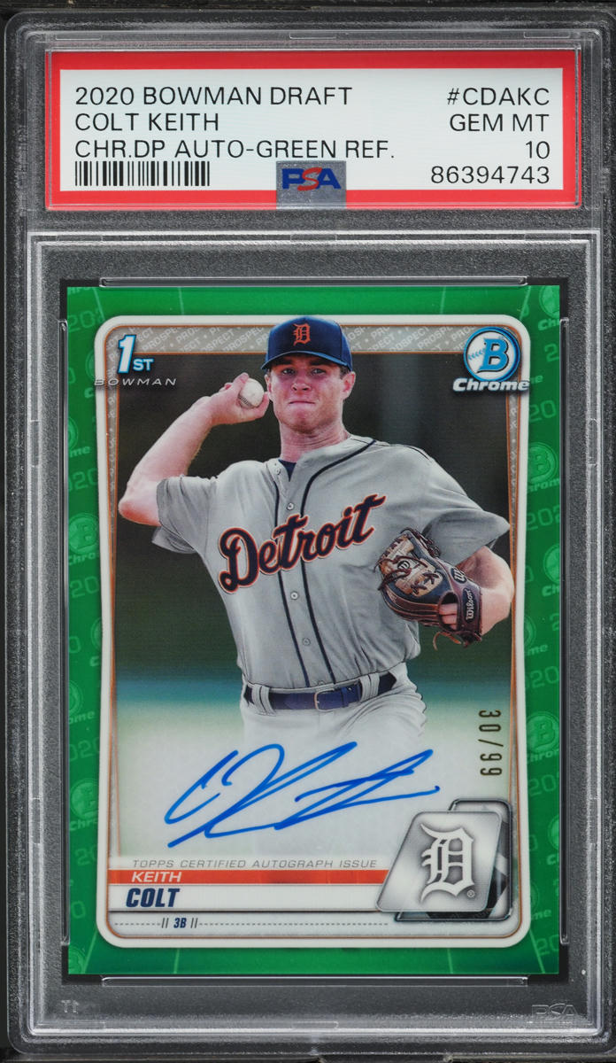2020 Bowman Chrome Green Refractor Colt Keith ROOKIE AUTO /99 #CDAKC PSA 10 GEM