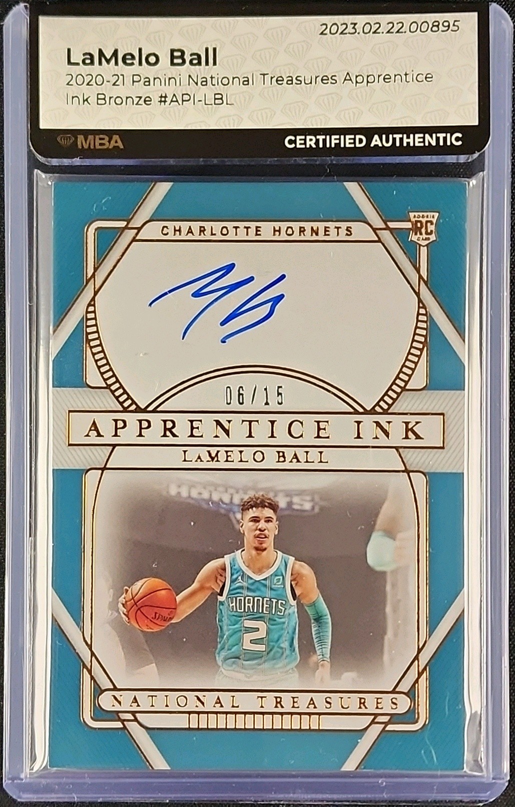 2020 National Treasures Apprentice Ink Bronze LaMelo Ball RC AUTO /15 MBA AUTH