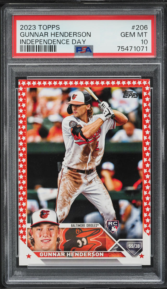 2023 Topps Independence Day Gunnar Henderson ROOKIE /76 #206 PSA 10 GEM MINT