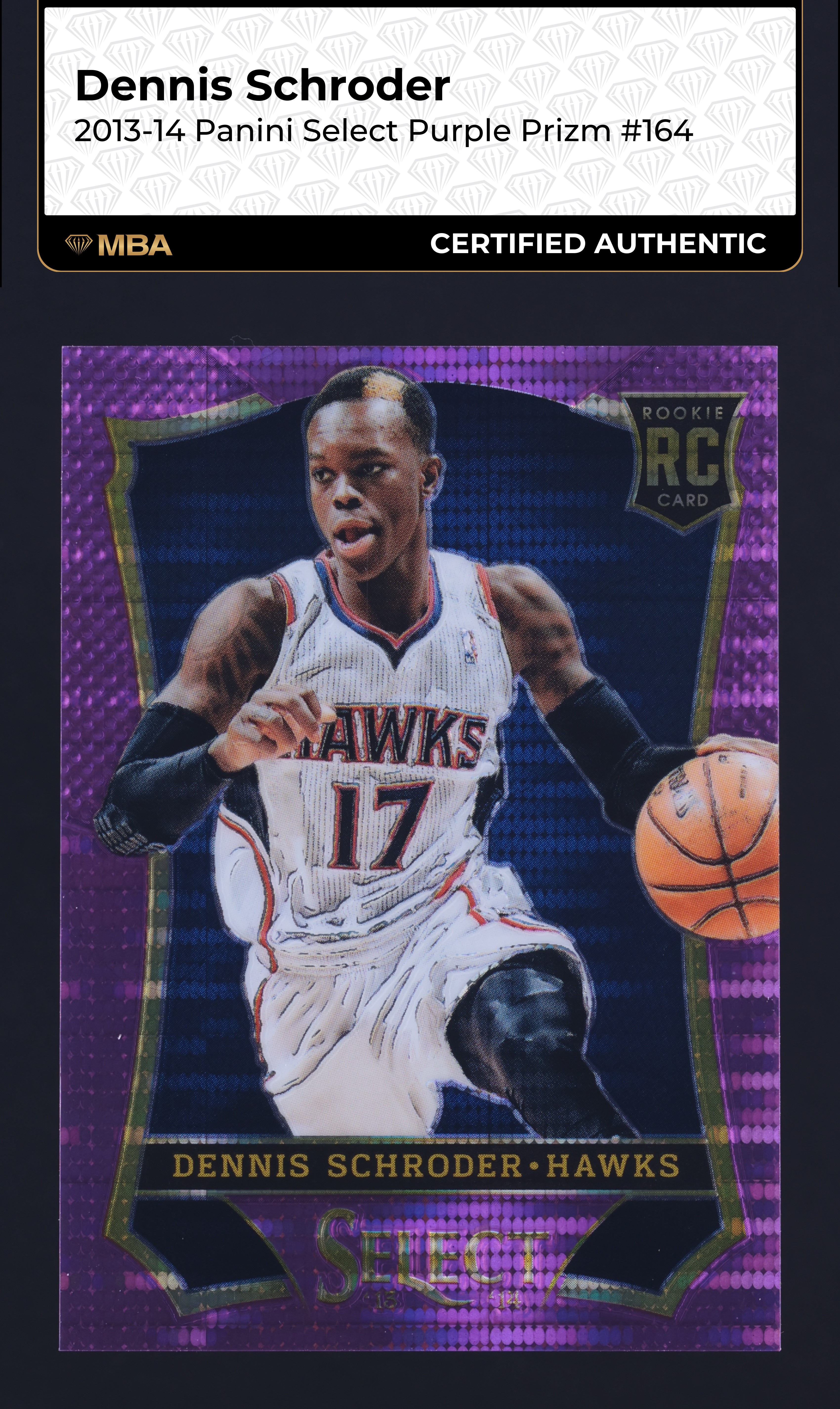 2013 Select Purple Prizm Dennis Schroder ROOKIE /99 #164 MBA AUTH