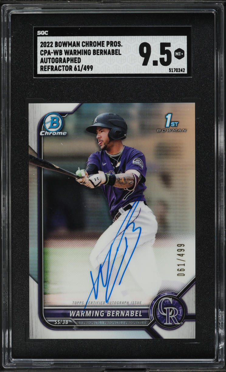 2022 Bowman Chrome Refractor Warming Bernabel ROOKIE AUTO /499 #CPA-WB SGC 9.5