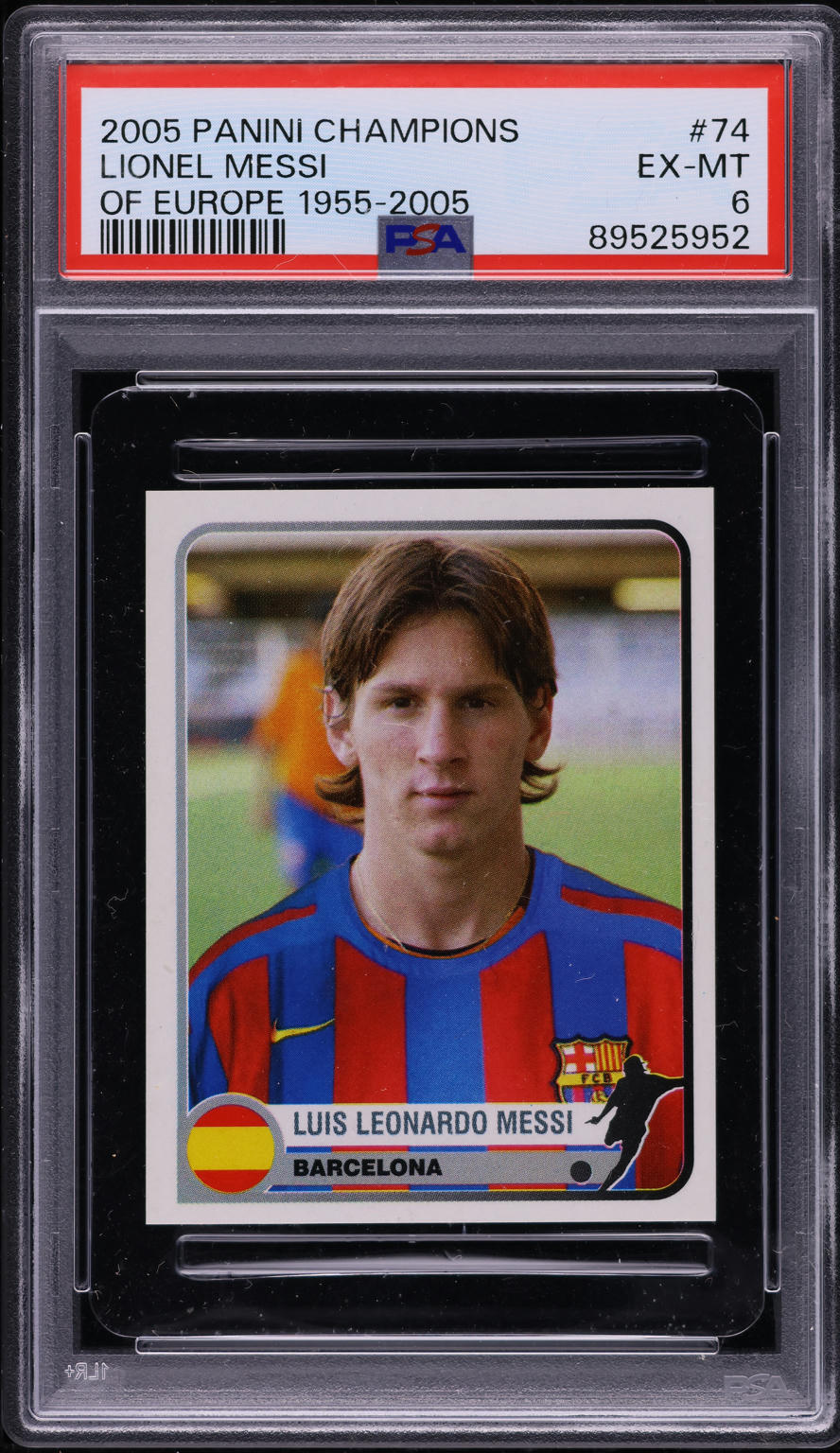 2005 Panini Champions Of Europe '55-'05 Lionel Messi #74 PSA 6 EXMT