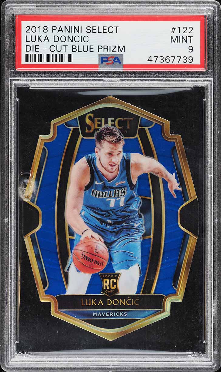 2018 Select Premier Level Level Blue Prizm DC Luka Doncic ROOKIE /249 #122 PSA 9