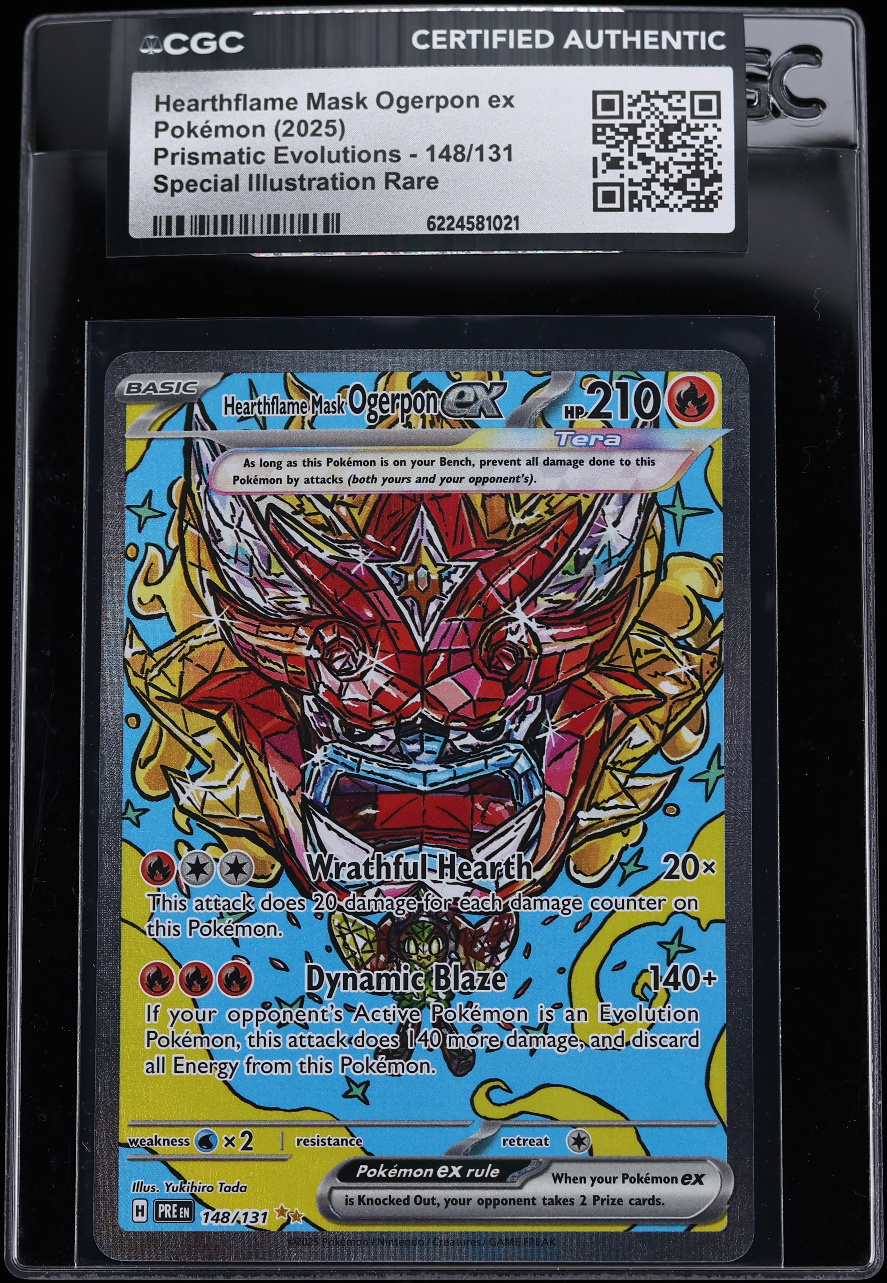 2025 Pokemon SV Prismatic Evolutions SIR Hearthflame Mask Ogerpon EX #148 CGC AUTH