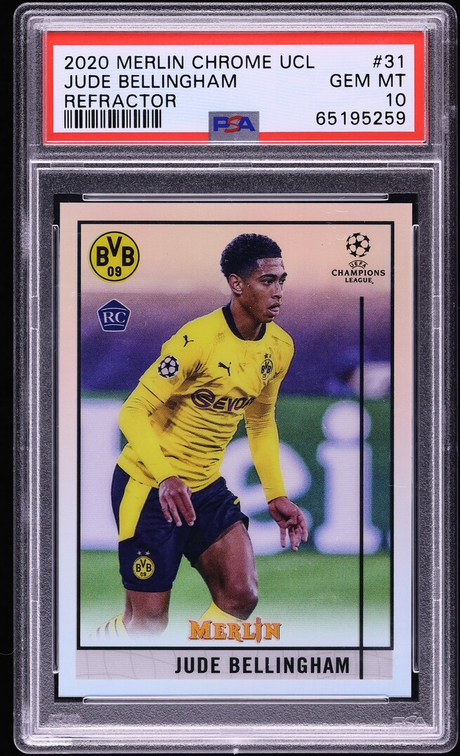 2020 Topps Chrome Merlin UEFA Refractor Jude Bellingham ROOKIE #31 PSA 10 GEM