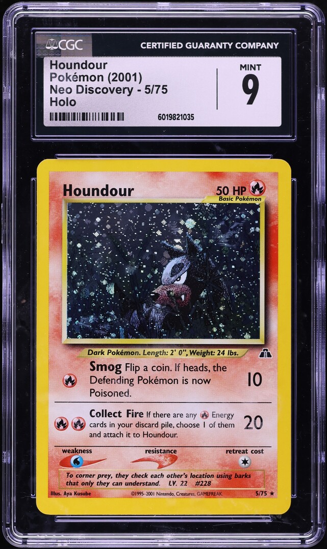 2001 Pokemon Neo Discovery Holo Houndour #5 CGC 9 MINT