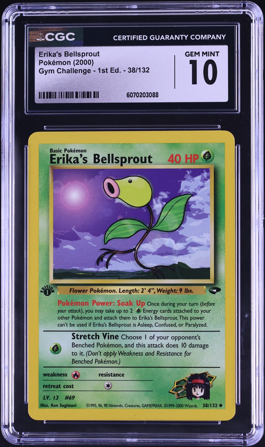 2000 Pokemon Gym Challenge 1st Edition Erika's Bellsprout #38 CGC 10 GEM MINT