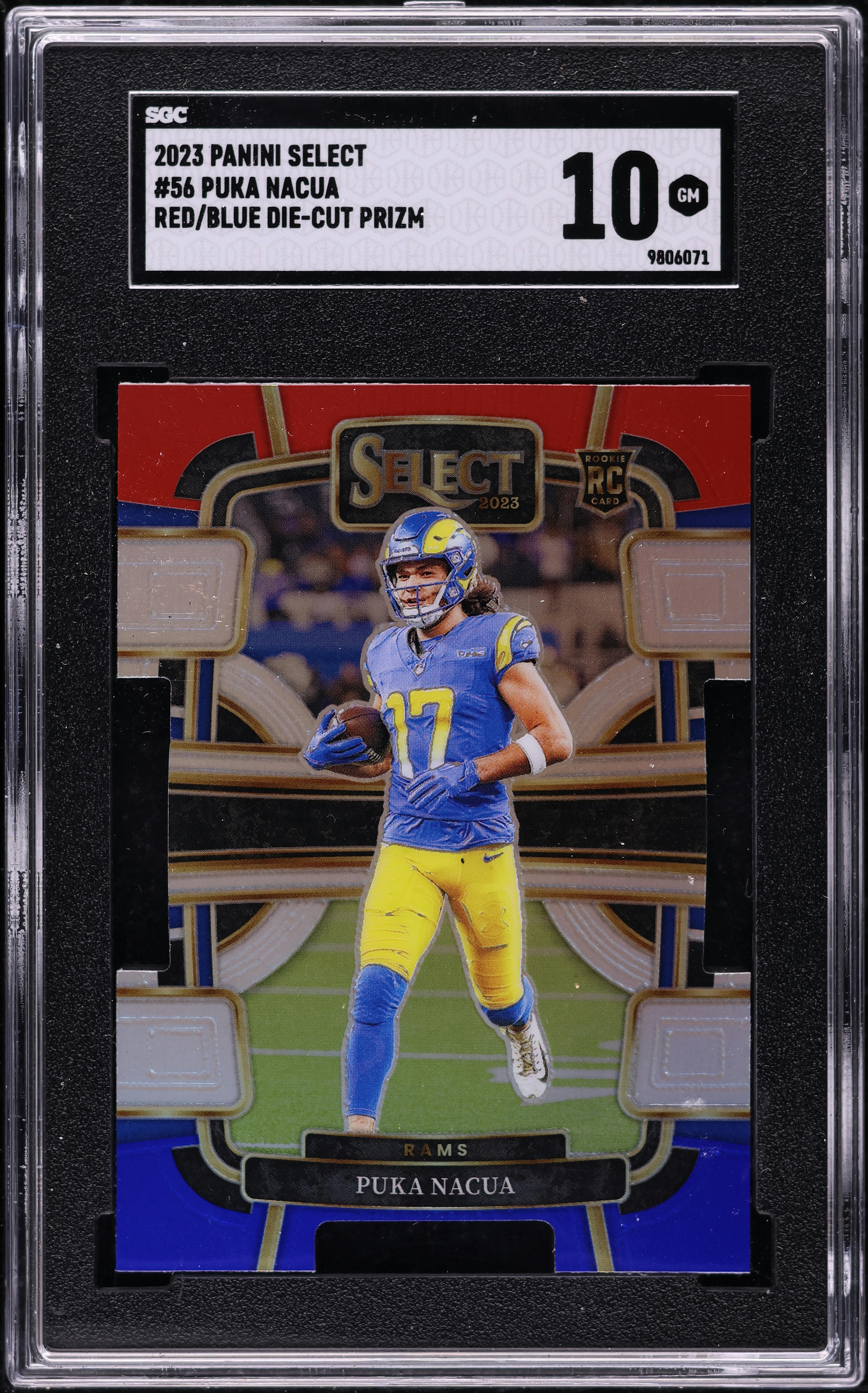 2023 Select Concourse Red Blue Die-Cut Prizm Puka Nacua ROOKIE #56 SGC 10 GEM