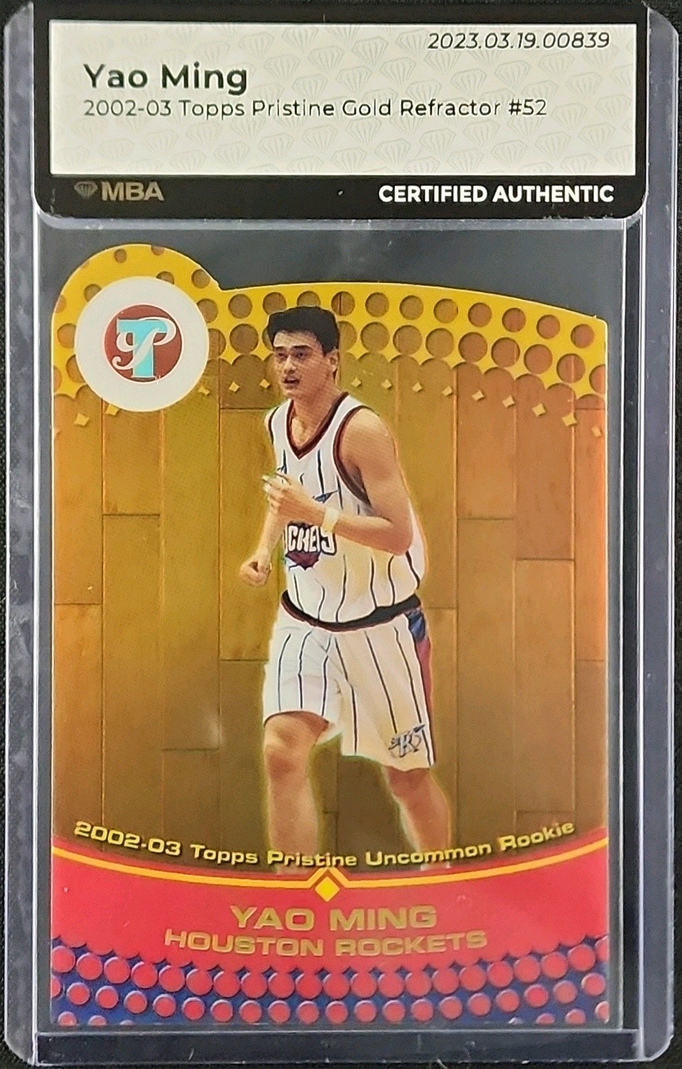 2002 Topps Pristine Gold Refractor Yao Ming ROOKIE /99 #52 MBA AUTH