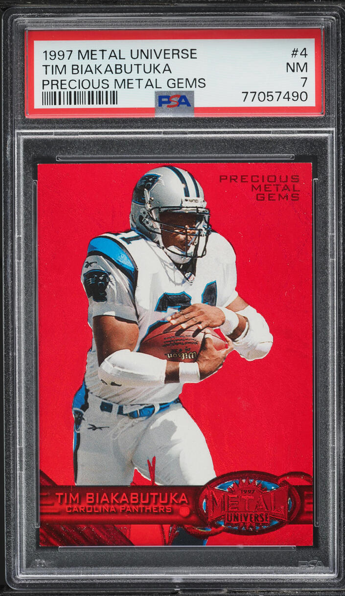 1997 Metal Universe Precious Metal Gems PMG Red Tim Biakabutuka /150 #4 PSA 7