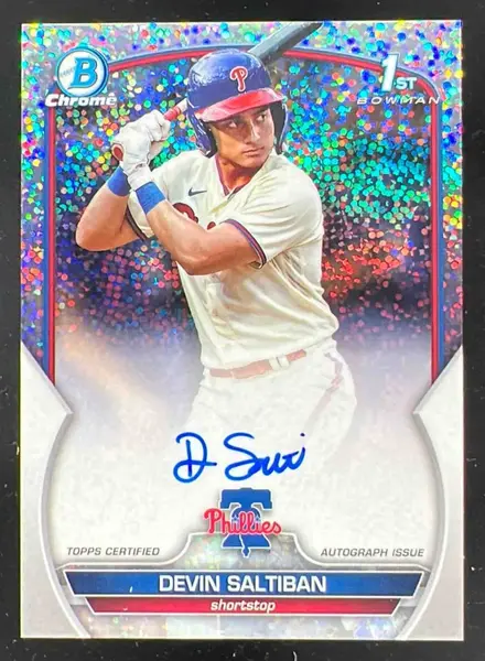 2023 Bowman Draft Chrome Sparkle Refractor #CDA-DS Devin Saltiban RC Auto /71