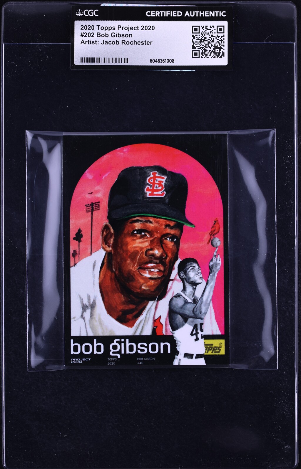 2020 Topps Project 2020 By Jacob Rochester Bob Gibson #202 CGC AUTH