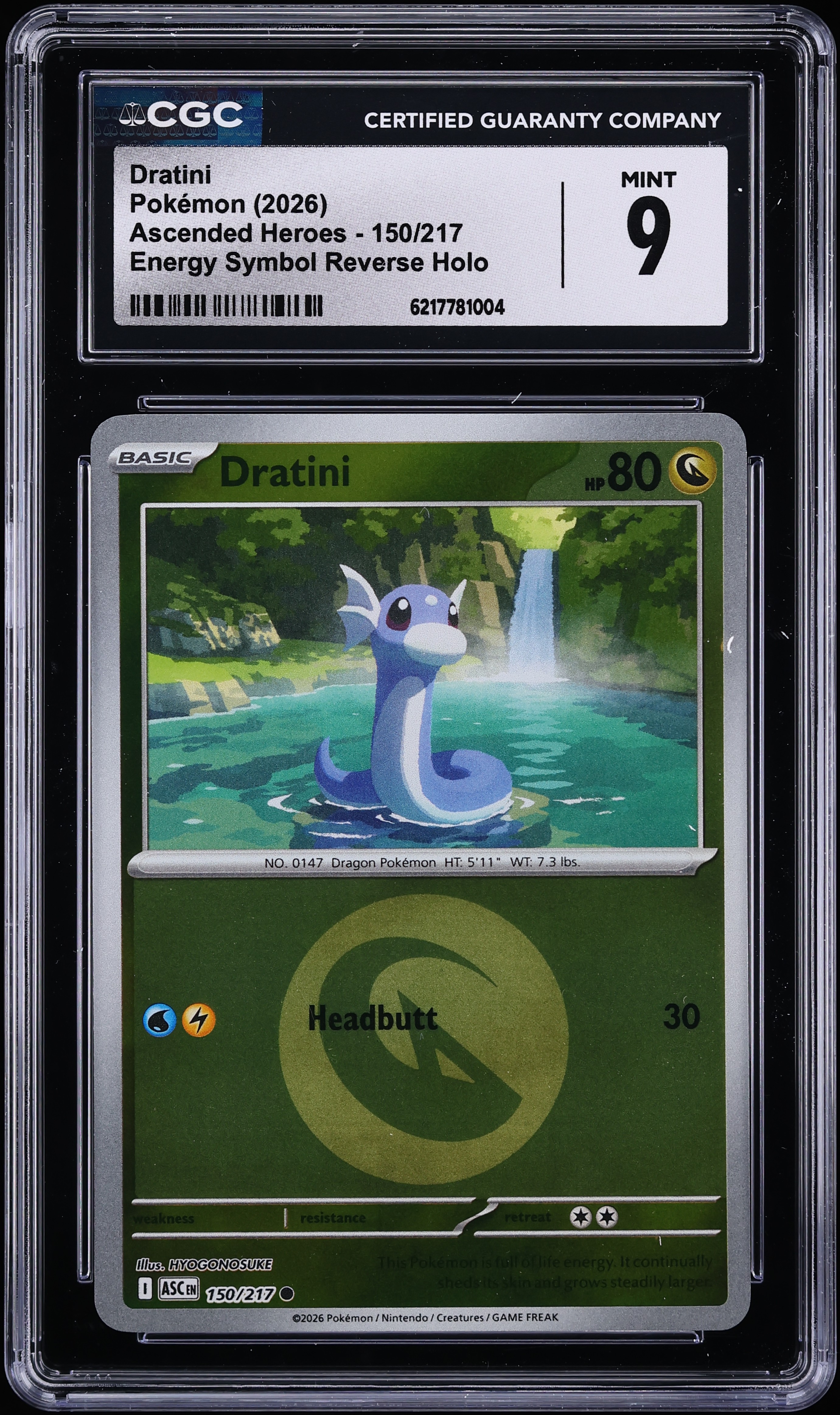 2026 Pokemon Mega Evolution Ascended Heroes Energy Symbol Reverse Holo Dratini #150 CGC 9 MINT