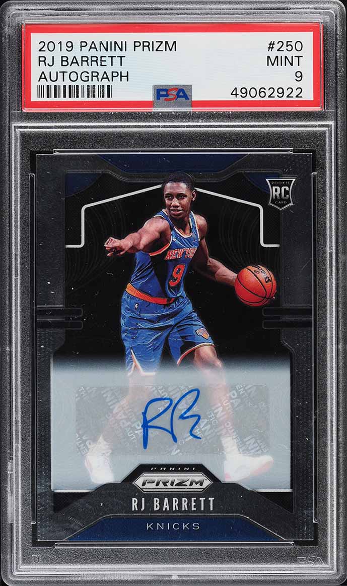 2019 Panini Prizm Autograph RJ Barrett SP ROOKIE RC AUTO #250 PSA 9 MINT