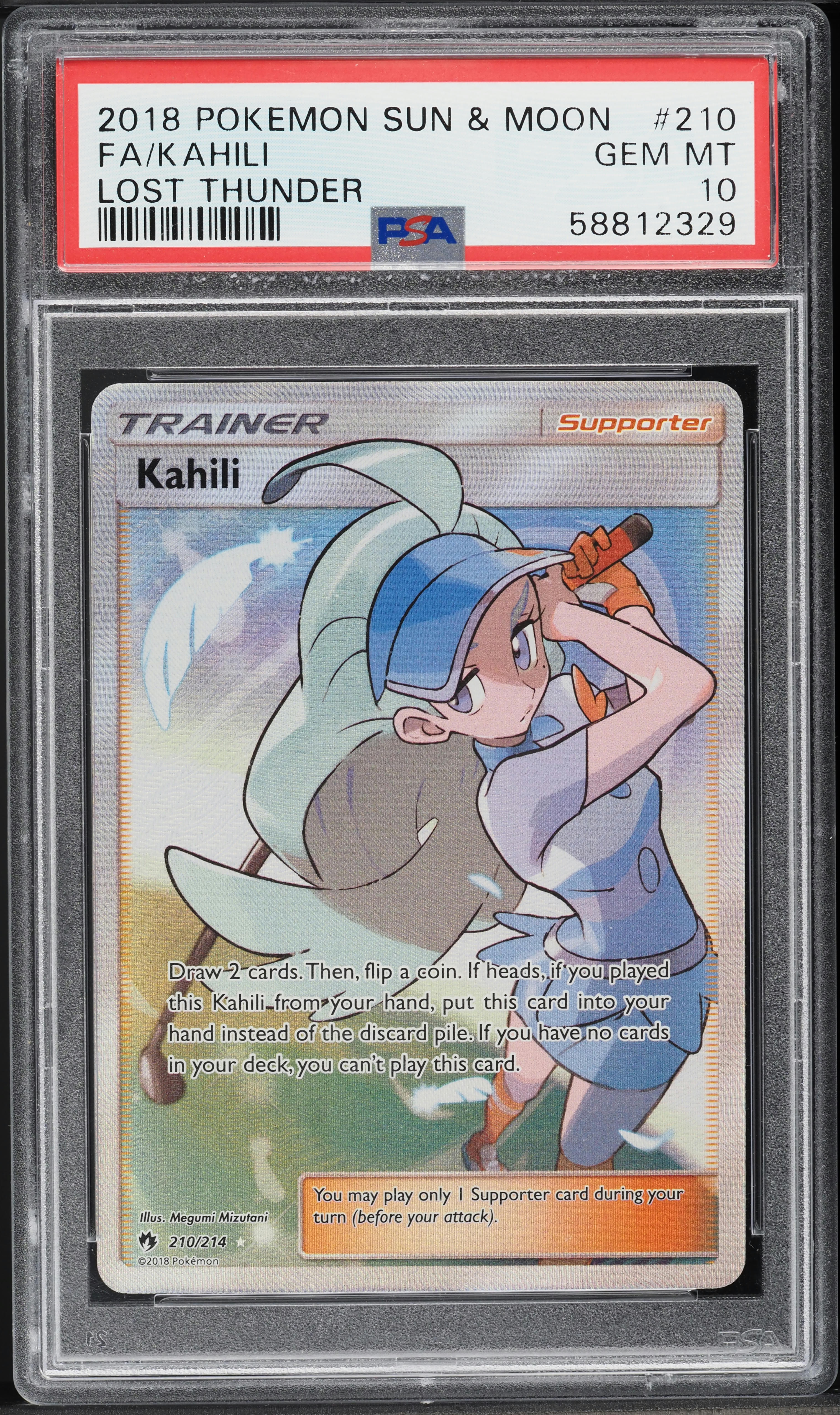 2018 Pokemon Sun & Moon Lost Thunder Full Art Kahili #210 PSA 10 GEM MINT