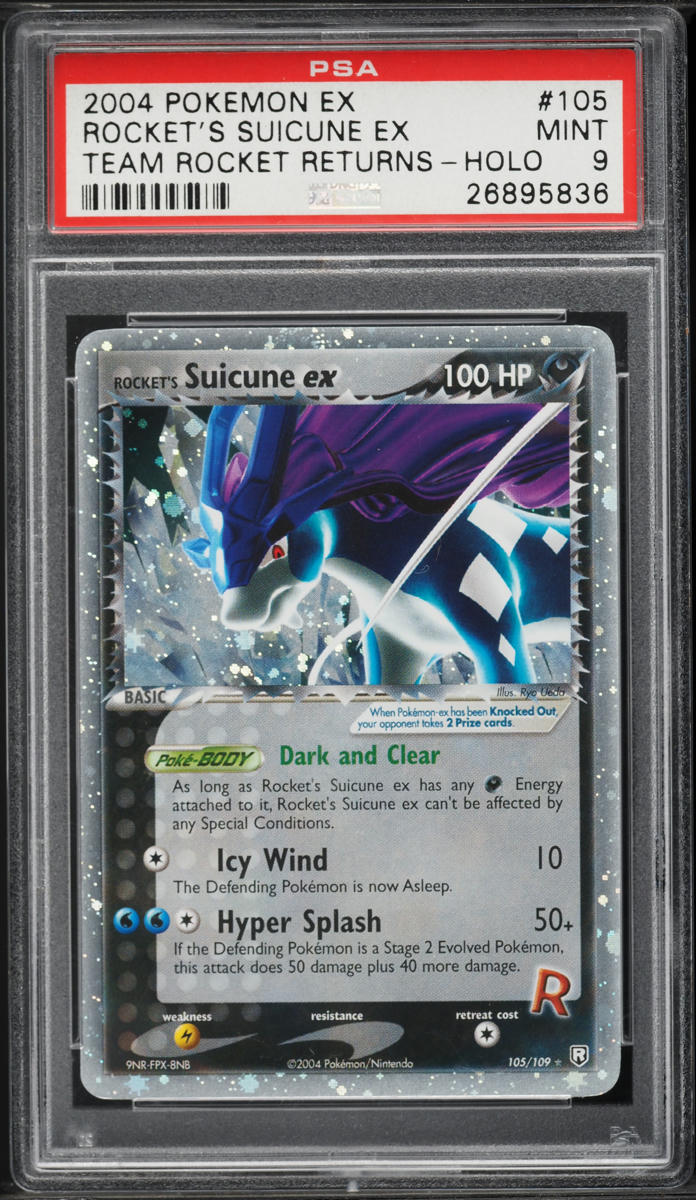 2004 Pokemon EX Team Rocket Returns Holo Rocket's Suicune ex #105 PSA 9 MINT