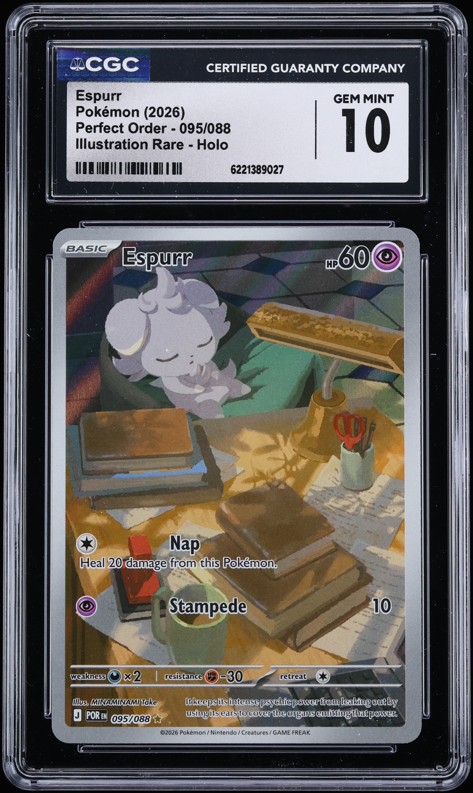 2026 Pokemon Mega Evolution Perfect Order IR Espurr #95 CGC 10 GEM MINT
