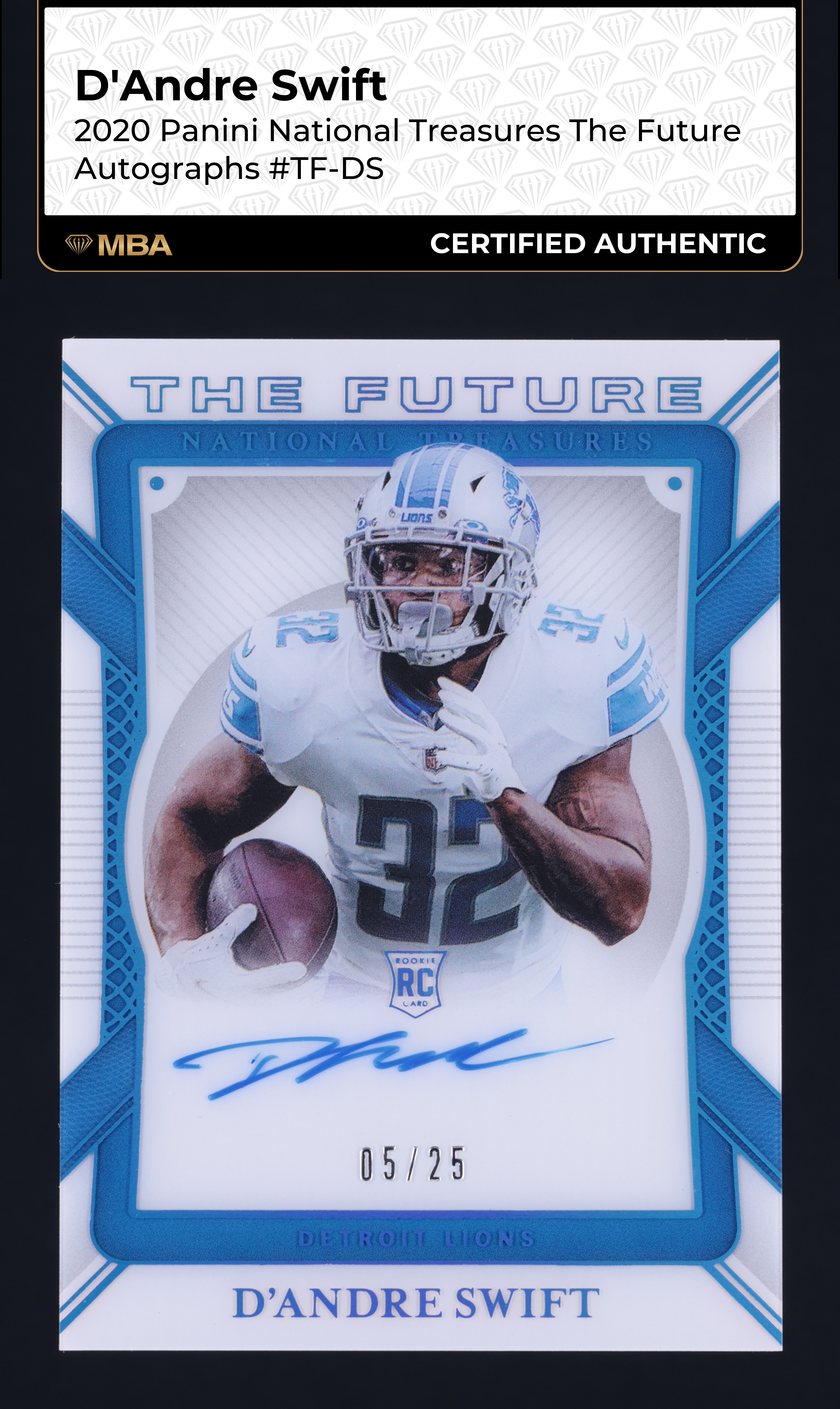 2020 National Treasures The Future D'Andre Swift ROOKIE AUTO /25 #TF-DS MBA AUTH