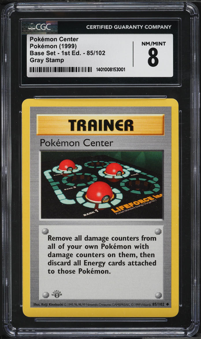 1999 Pokemon Base Set 1st Edition Gray Stamp Pokemon Center #85 CGC 8 NM-MT