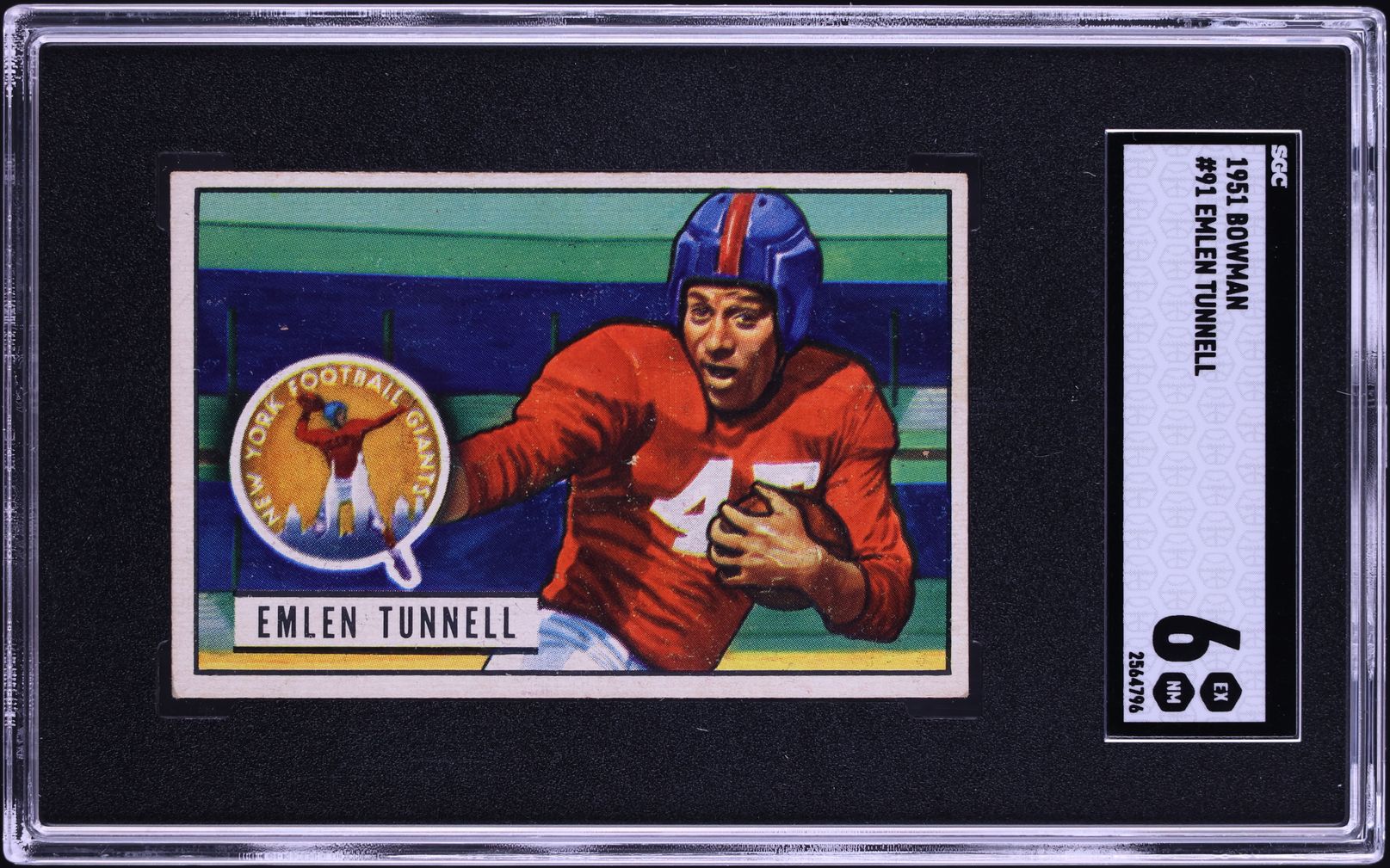 1951 Bowman Football Emlen Tunnell ROOKIE #91 SGC 6 EXMT