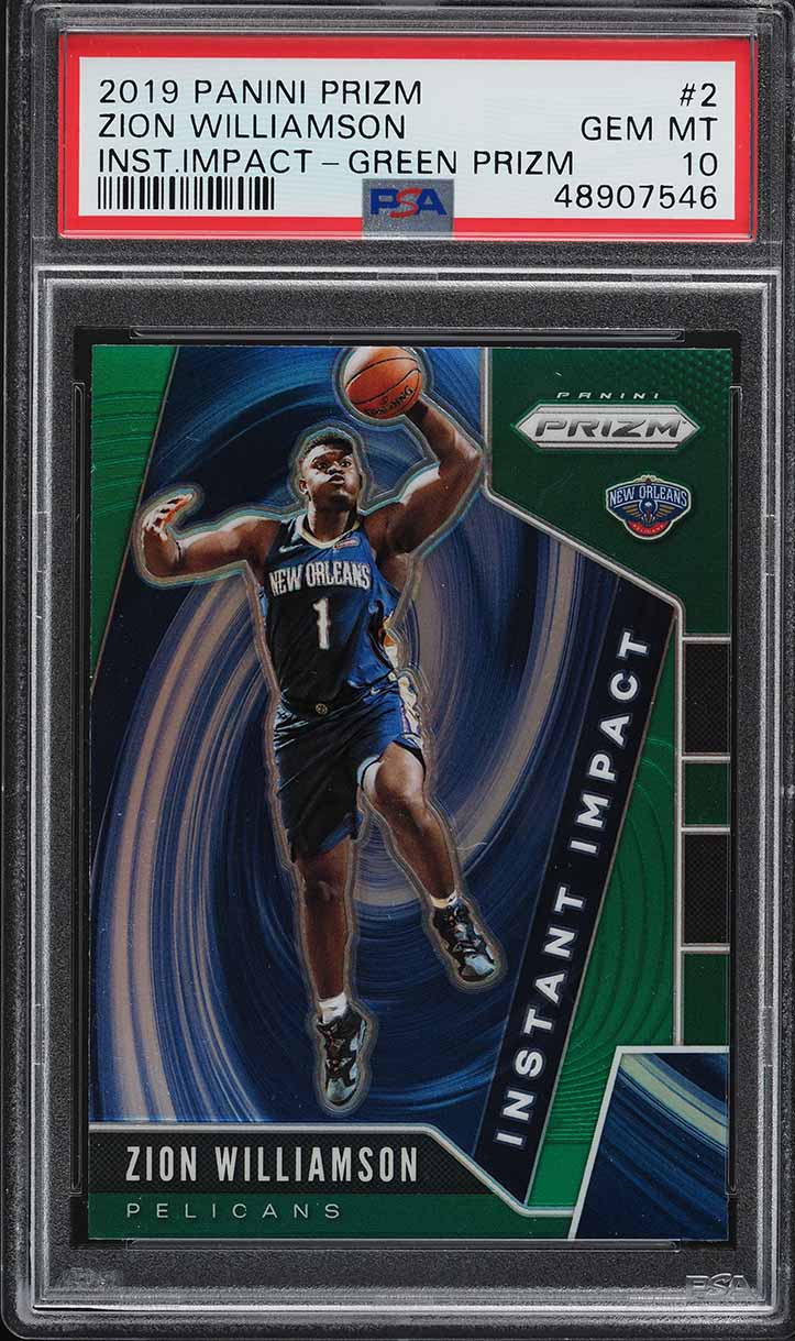 2019 Panini Prizm Instant Impact Green Zion Williamson ROOKIE #2 PSA 10 GEM MINT