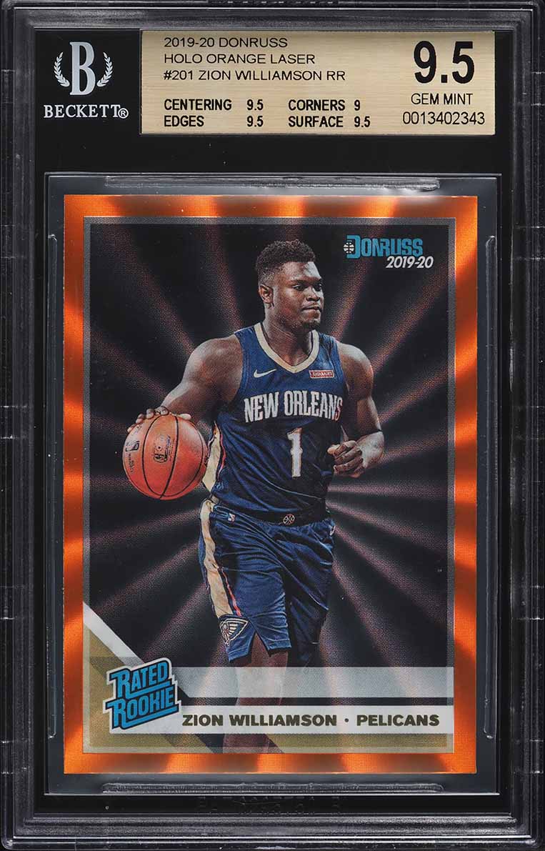 2019 Donruss Holo Orange Laser Zion Williamson ROOKIE #201 BGS 9.5 GEM MINT