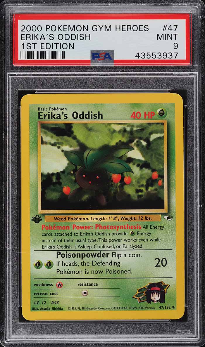 2000 Pokemon Gym Heroes 1st Edition Erika's Oddish #47 PSA 9 MINT