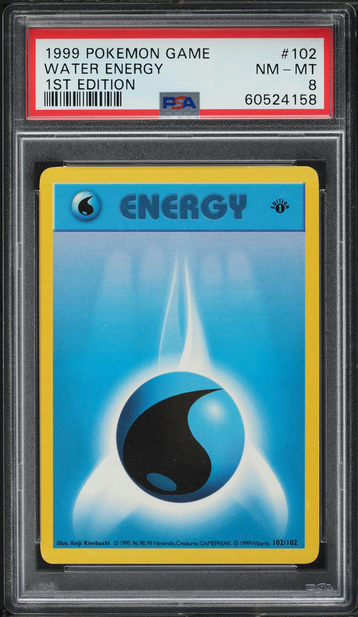 1999 Pokemon Base Set Shadowless 1st Edition Water Energy #102 PSA 8 NM-MT