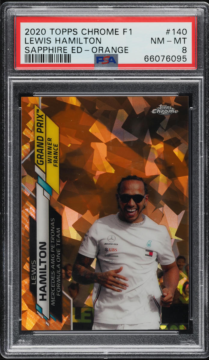 2020 Topps Chrome Formula 1 F1 Sapphire Orange Lewis Hamilton /25 #140 PSA 8