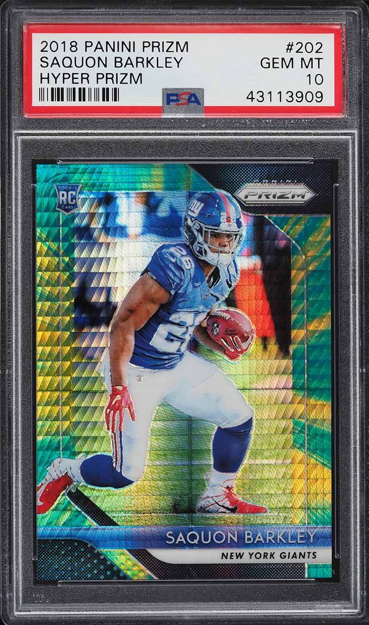 2018 Panini Prizm Hyper Prizms Saquon Barkley ROOKIE /275 #202 PSA 10 GEM MINT