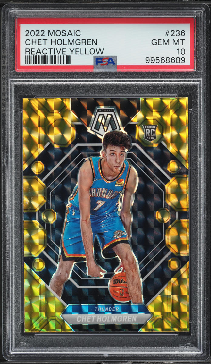 2022 Panini Mosaic Reactive Yellow Chet Holmgren ROOKIE #236 PSA 10 GEM MINT