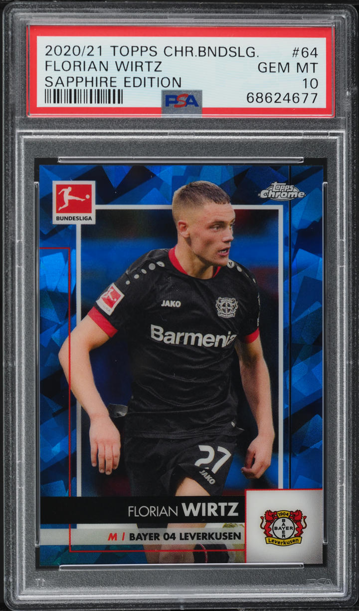 2020 Topps Chrome Bundesliga Sapphire Florian Wirtz ROOKIE #64 PSA 10 GEM MINT
