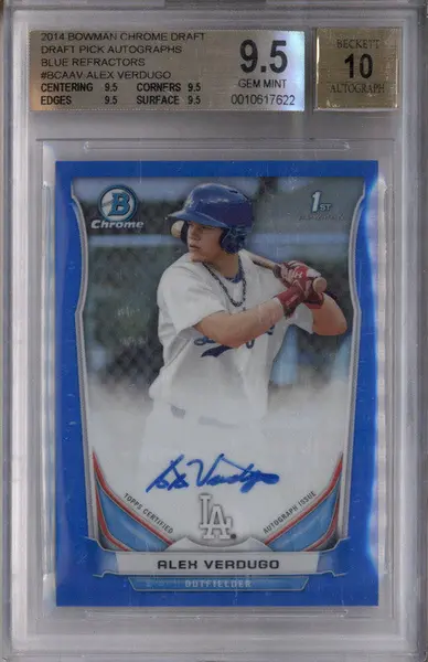 2014 Bowman Chrome Draft Auto Blue Refractor #BCAAV Alex Verdugo RC /150 BGS 9.5