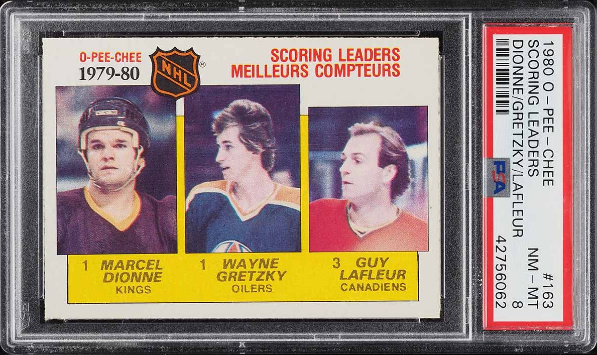 1980 O-Pee-Chee Hockey Wayne Gretzky Marcel Dionne Lafleur #163 PSA 8 NM-MT