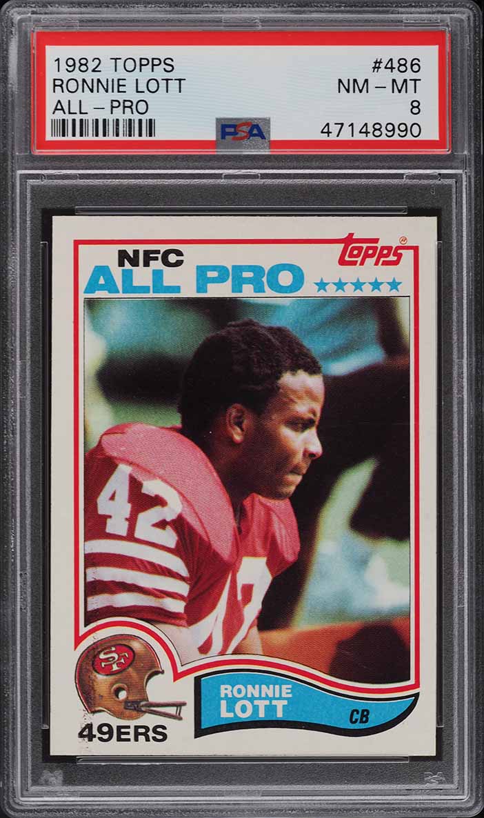 1982 Topps Football Ronnie Lott ROOKIE, ALL-PRO #486 PSA 8 NM-MT