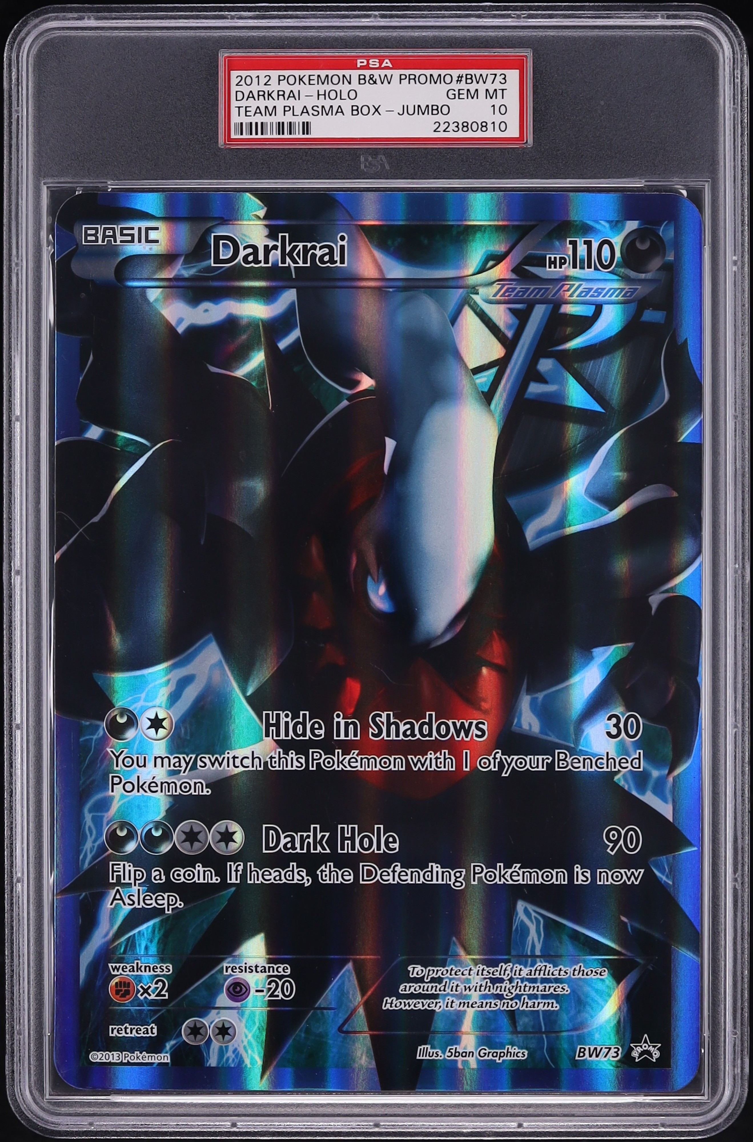 2013 Pokemon Black & White Promo Team Plasma Box Jumbo Full Art Darkrai #BW73 PSA 10 GEM MINT