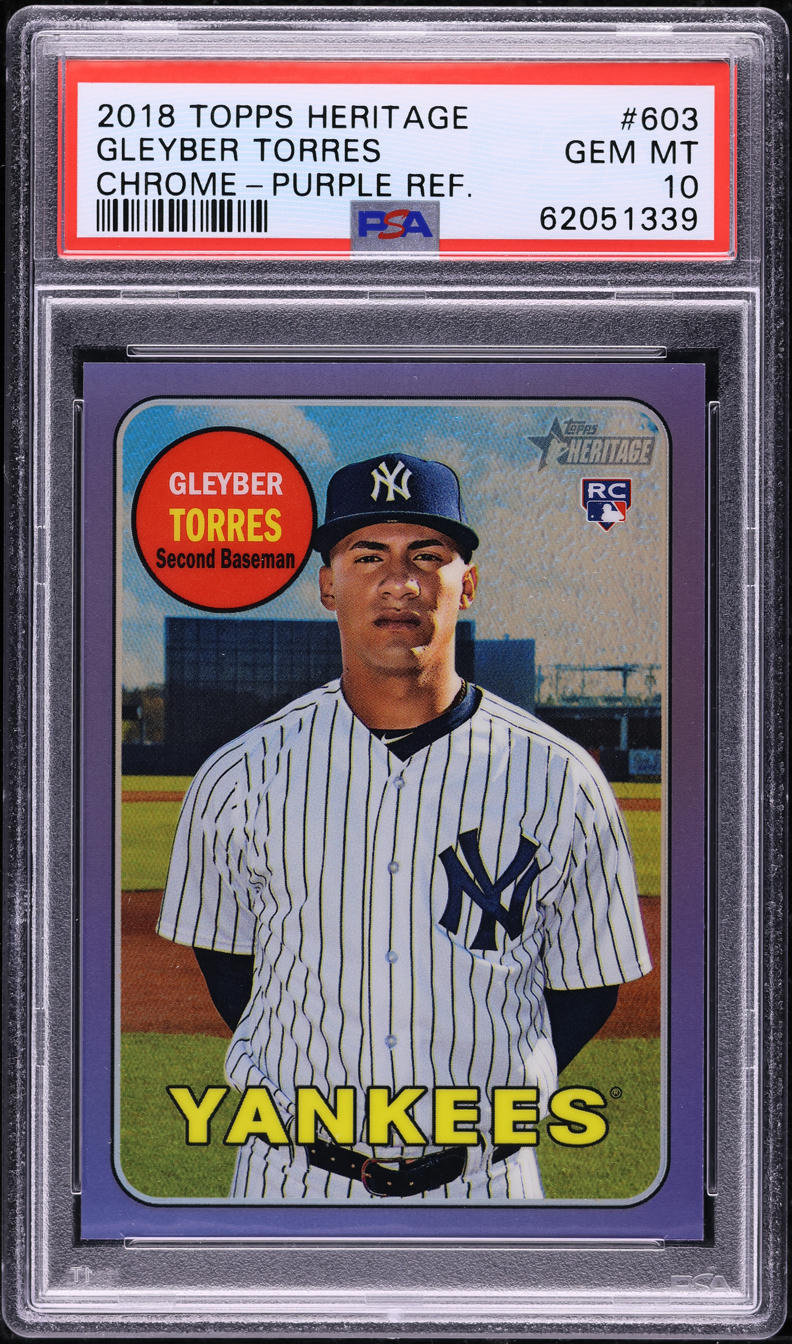 2018 Topps Heritage Chrome Purple Refractor Gleyber Torres ROOKIE #603 PSA 10