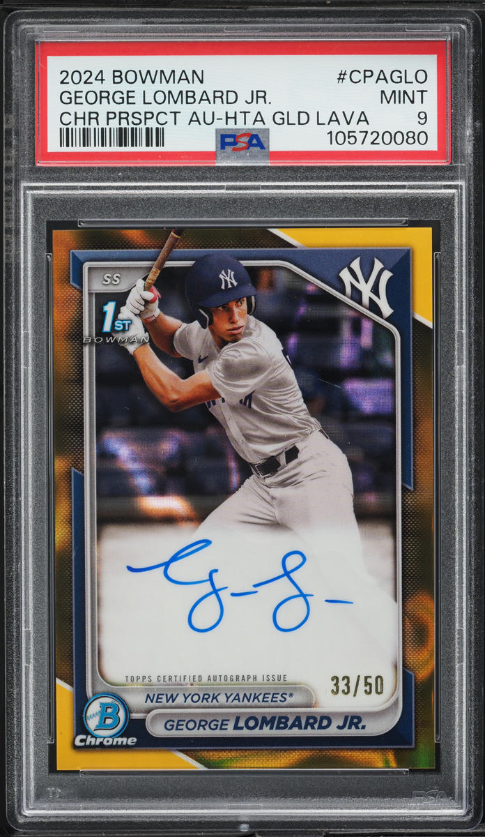 2024 Bowman Chrome HTA Gold Lava George Lombard Jr. AUTO /50 #CPAGLO PSA 9 MINT