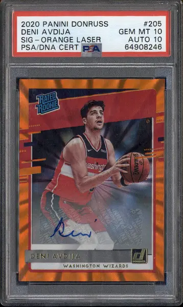 2020 Donruss Signature Orange Laser #205 Deni Avdija RC Auto PSA 10