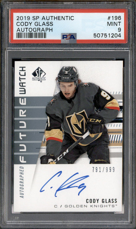 2019 SP Authentic Autograph #196 Cody Glass RC Auto /999 PSA 9