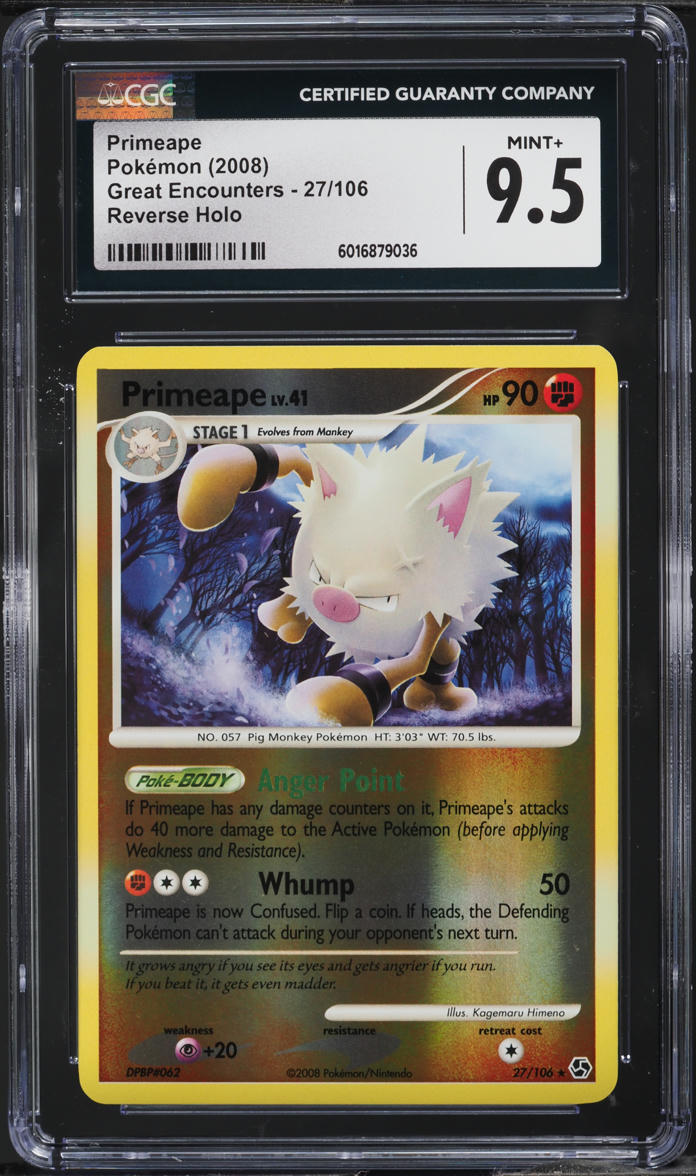 2008 Pokemon DP Great Encounters Reverse Holo Primeape #27 CGC 9.5 MINT+