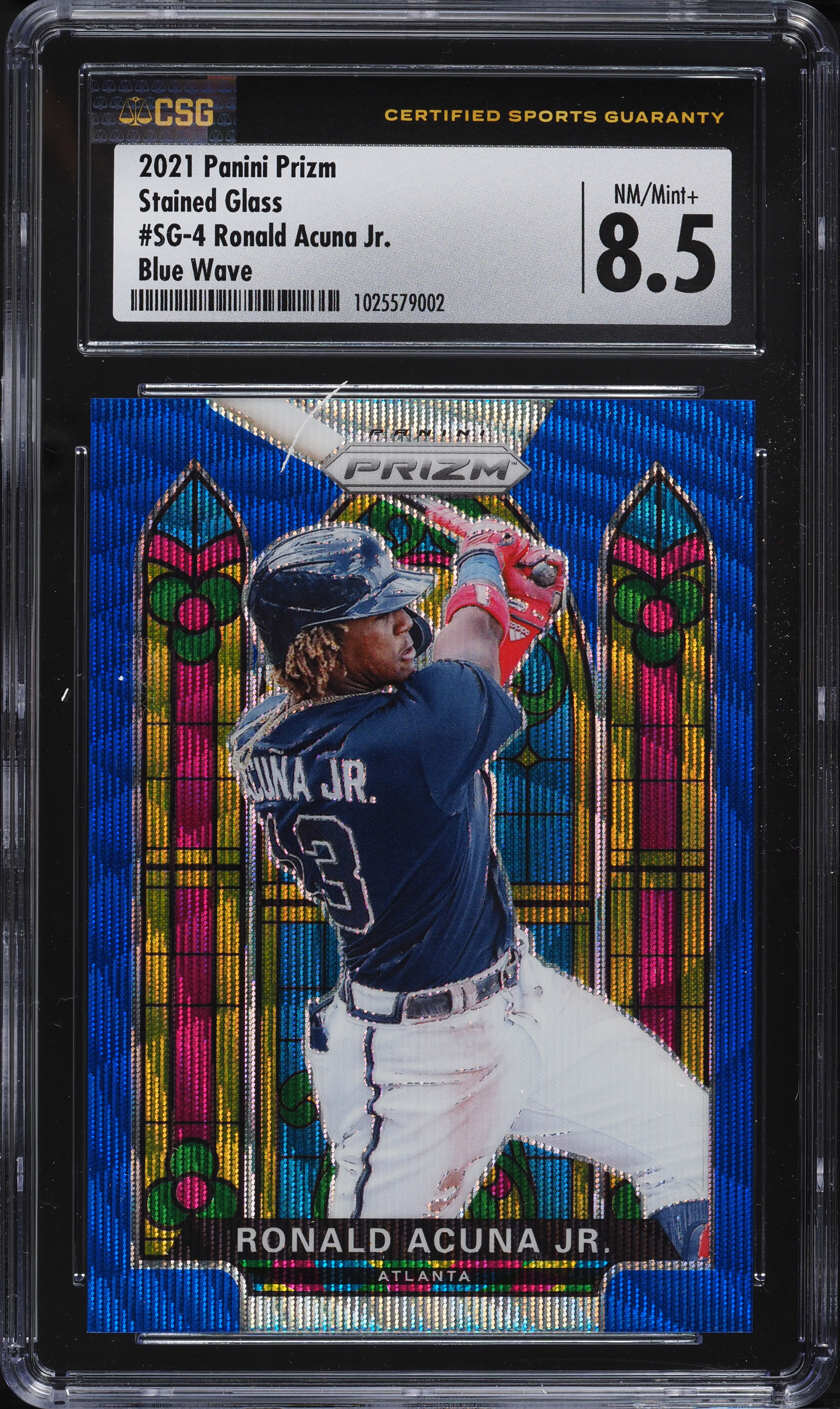 2021 Panini Prizm Stained Glass Blue Wave Ronald Acuna Jr. /60 #SG-4 CSG 8.5