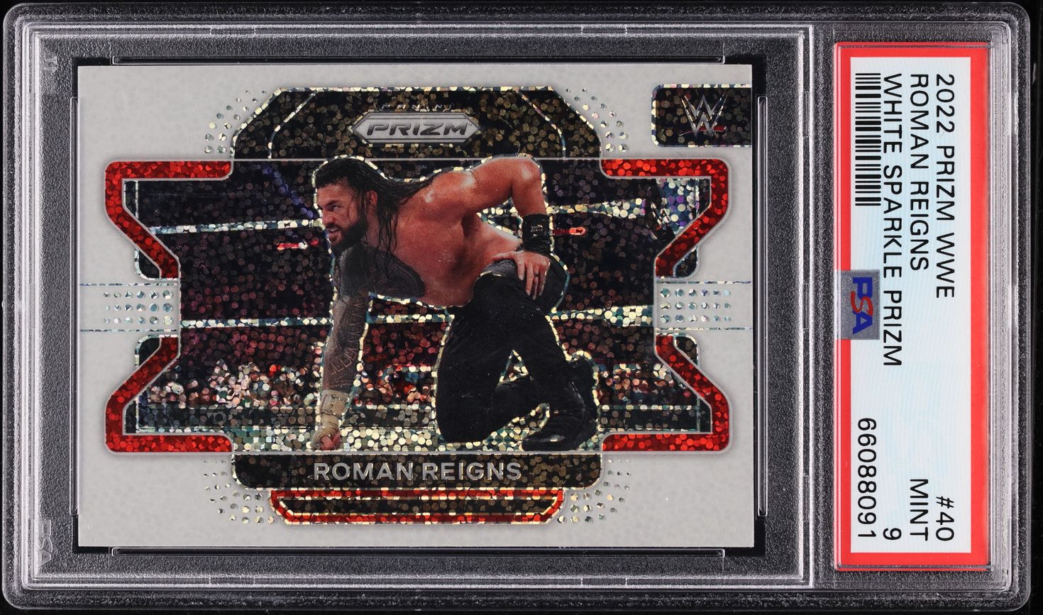 2022 Panini Prizm WWE White Sparkle Roman Reigns #40 PSA 9 MINT