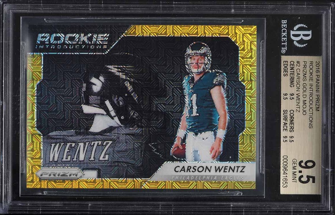 2016 Panini Prizm Introductions Gold Mojo Carson Wentz ROOKIE /10 #2 BGS 9.5 GEM